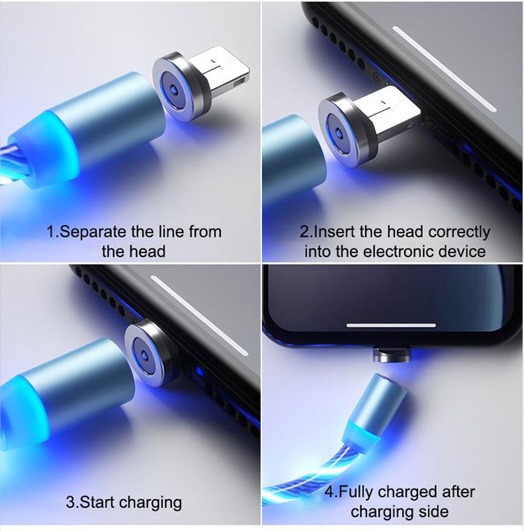 Luminous Magnetic 3 in 1 Fast Charging USB Cable