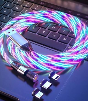 3 in 1 Magnetic Luminous Flowing Fast Charging USB Cable