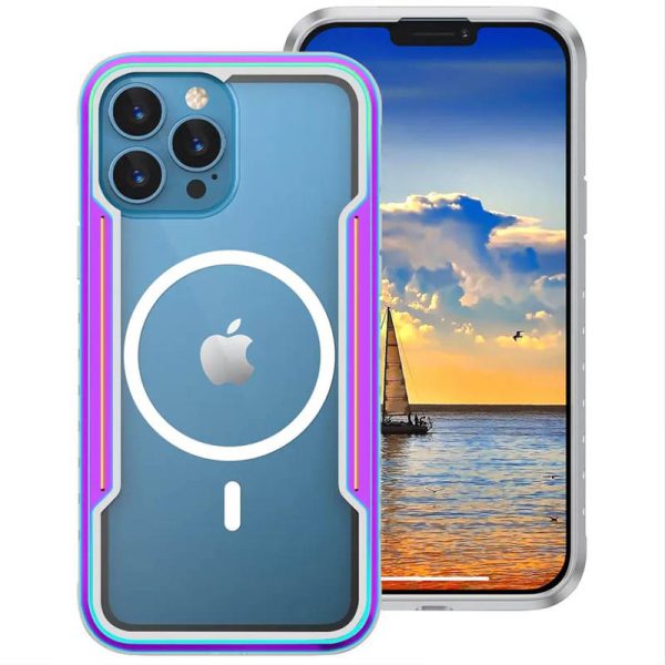 Fundas protectoras magnéticas de metal transparente para iPhone 12 Pro