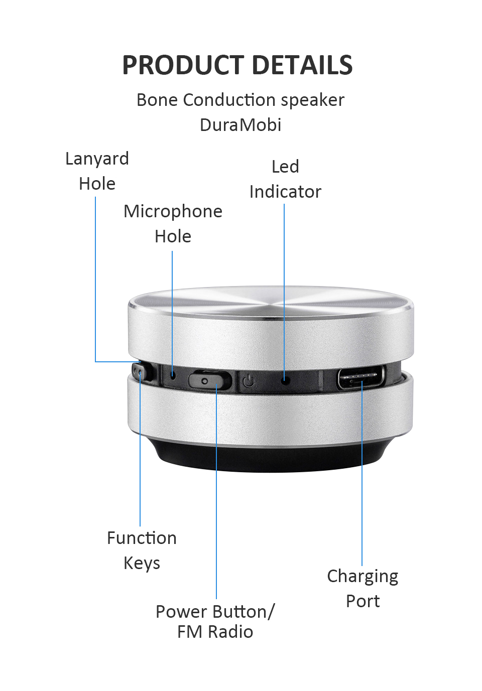 Dura MOBI Mini Wireless Metal TWS Bone Speaker_details