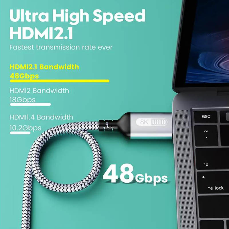 Ultra HD 48Gbps 8K 60Hz 4K 120Hz HDMI 2.1 Cable