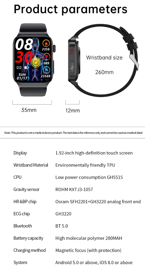 ECG PPG E500 Blood Glucose SmartWatch_5